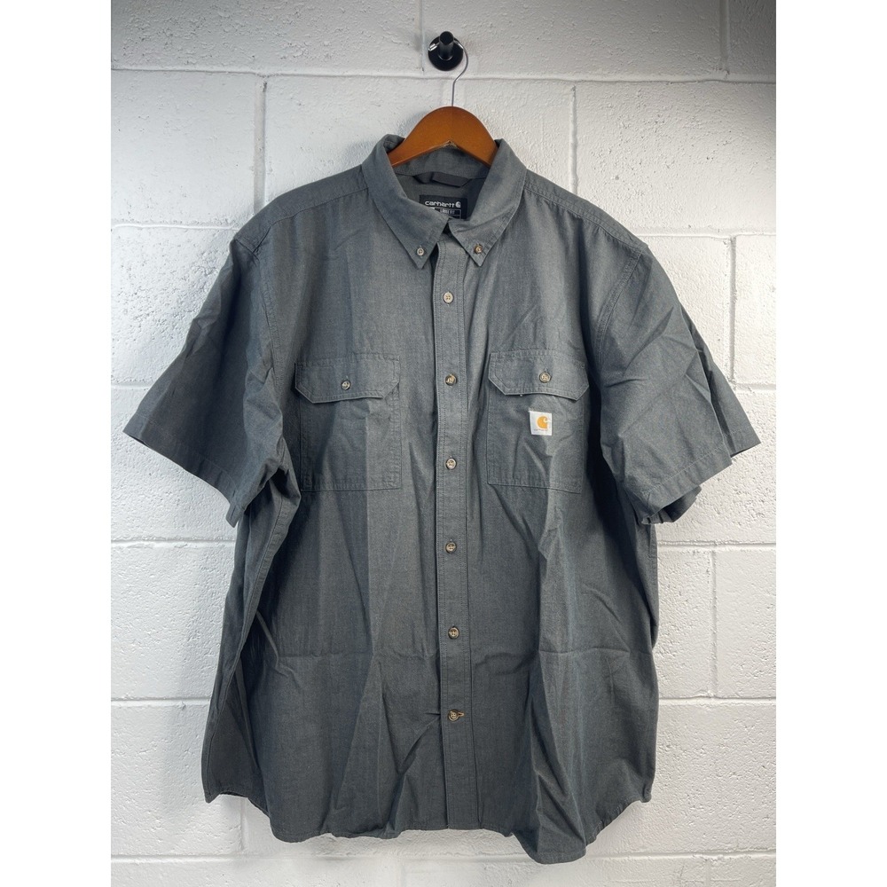 Men's‎ Carhartt Loose Fit Short Sleeve Shirt  Regular Black Chambray Sz 2XL